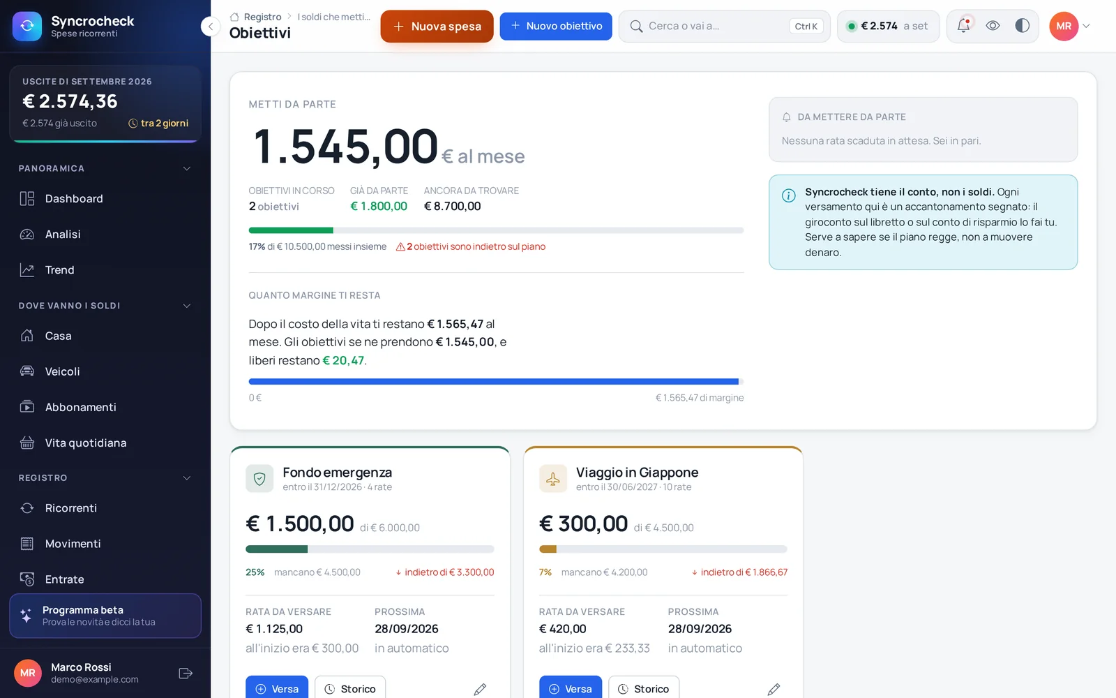 Pagina Obiettivi
